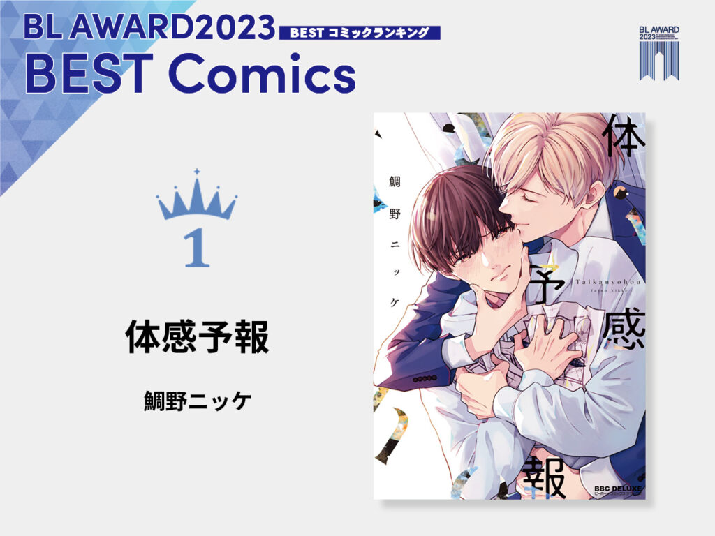 BL総選挙「BLアワード2023」結果発表！ BESTコミック1位は『体感予報』（原作：鯛野ニッケ）、BEST声優1位は斉藤壮馬に - eeo  Media（イーオメディア）