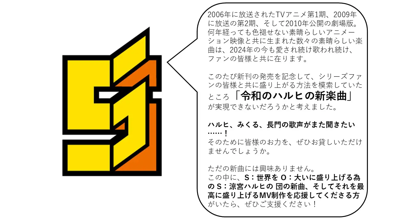 涼宮ハルヒシリーズ」新曲＆MV制作に向けたクラファンプロジェクトが