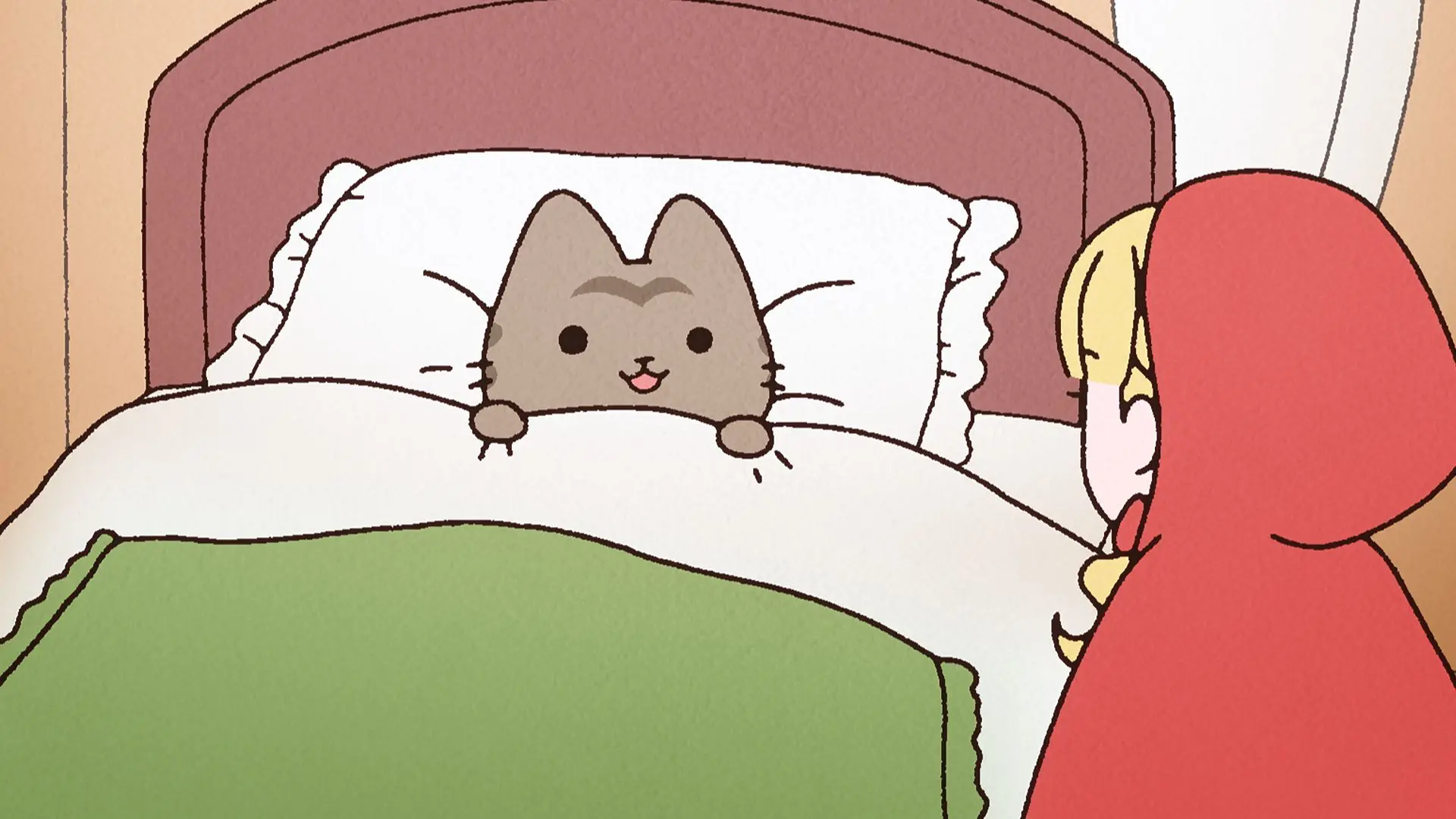 WEBアニメ『うごく！ねこむかしばなし』第2話「赤ずきんとねこ」の先行