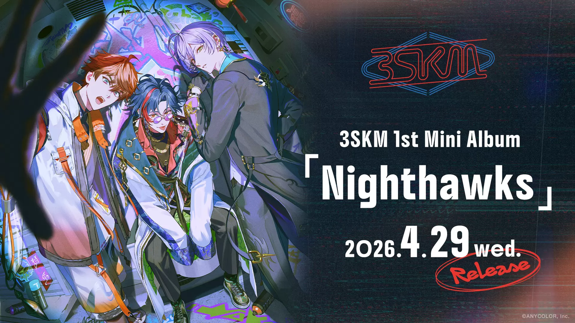 にじさんじ」所属VTuber・3SKM、1stミニアルバム「Nighthawks」が4月29