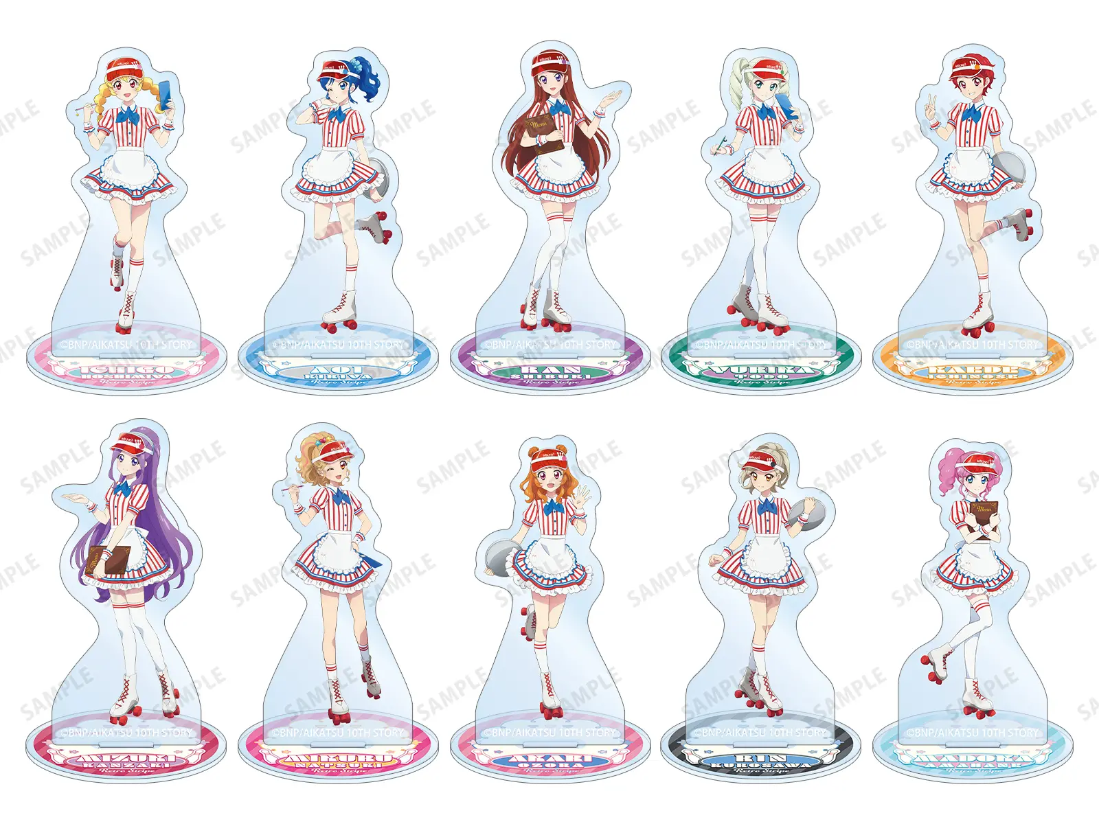 アイカツ！　アクリルスタンド　ラウンドワン限定　全10種　コンプセット アイカツ！』と「ラウンドワン」のコラボが決定！ いちごやあかりたち