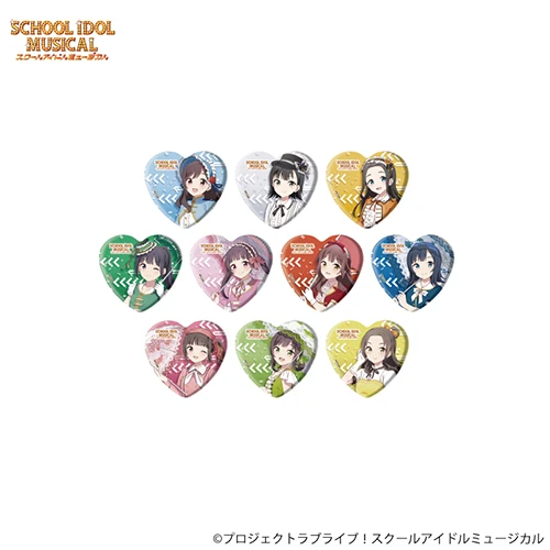 ハート型缶バッジ(トレーディング)(セット6)