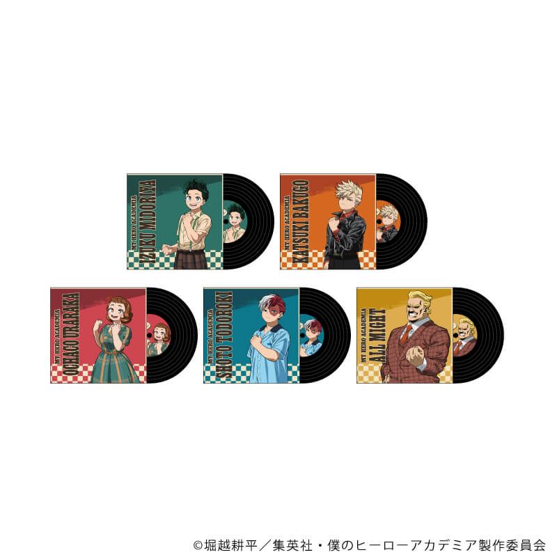 僕のヒーローアカデミア　トレーディングレコード風コースター　アメリカンレトロVer.　全5種