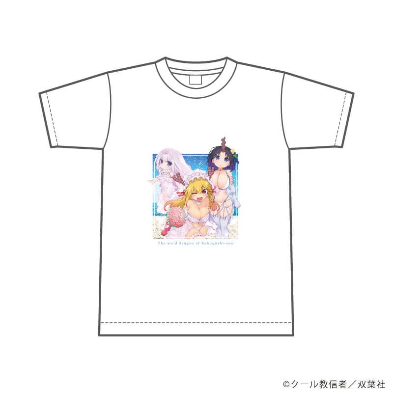 Tシャツ「小林さんちのメイドラゴン」01/トール&カンナ&エルマ 水着ウェディングver.(描き下ろしイラスト)L