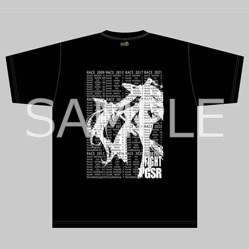 レーシングミク2024Ver. キービジュアルサイドシルエット&戦績Tシャツ 黒 XLサイズ