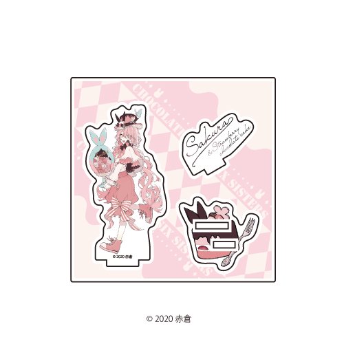 アクリルフィギュアプレート「チョコケーキ6姉妹」06/苺と桜のチョコケーキ(桜) イースターver.(イラスト)