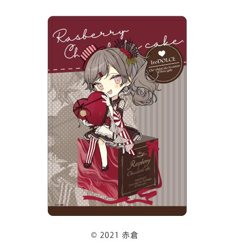 キャラクリアケース「イロドルチェ」01/ラズベリーチョコケーキ バレンタインver. (描き下ろしイラスト)