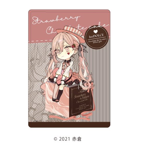キャラクリアケース「イロドルチェ」05/苺と桜のチョコケーキ(苺) バレンタインver.(描き下ろしイラスト)
