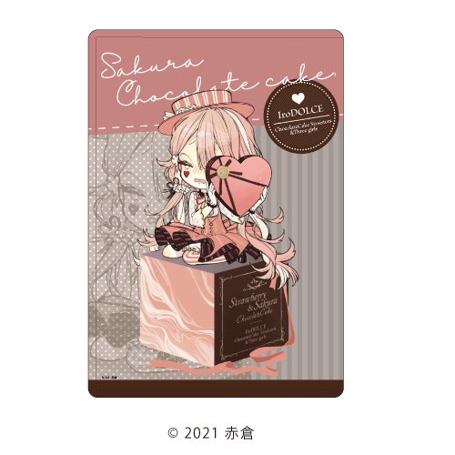 キャラクリアケース「イロドルチェ」06/苺と桜のチョコケーキ(桜) バレンタインver.(描き下ろしイラスト)
