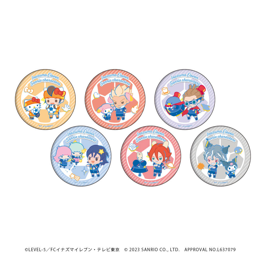 缶バッジ「イナズマイレブン×サンリオキャラクターズ」01/コンプリートBOX(全6種)(ミニキャライラスト)
