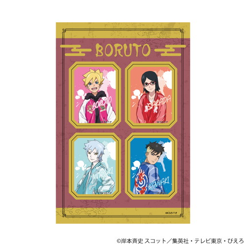 PETANTシール「NARUTO＆BORUTO」02/ボルト&サラダ&ミツキ&カワキ スカジャンver.(描き下ろしイラスト)