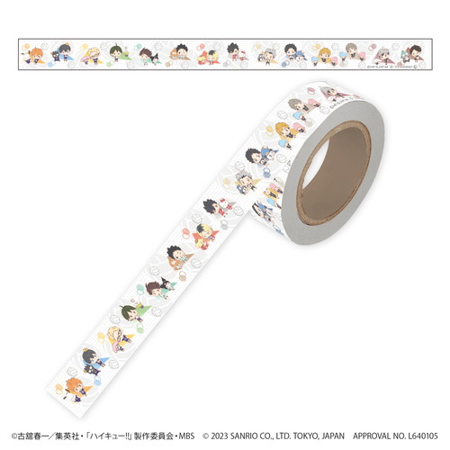 マスキングテープ「ハイキュー!!×サンリオキャラクターズ」01/並列デザイン(ミニキャライラスト)