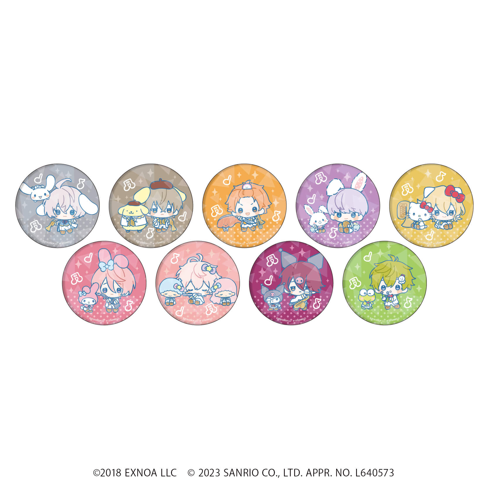 ホログラム缶バッジ(65mm)「ウインドボーイズ！×サンリオキャラクターズ」01/ブラインド(9種)(ミニキャライラスト)