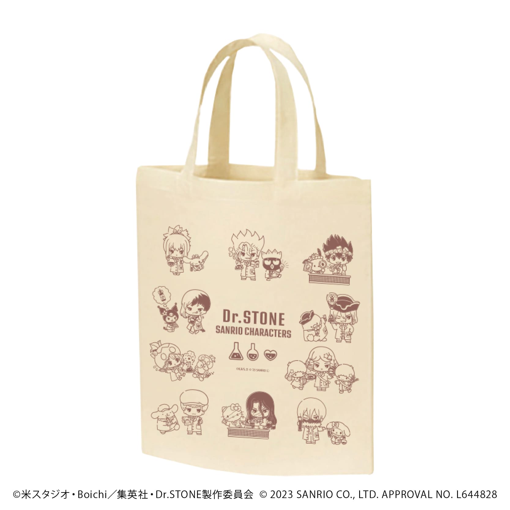キャラトートバッグ「Dr.STONE×サンリオキャラクターズ」01/集合デザイン(ミニキャライラスト)