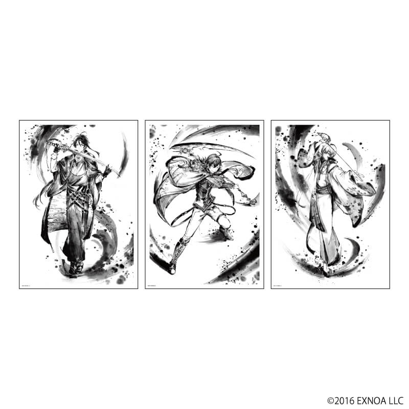REPLICA GENGA　3枚セット「文豪とアルケミスト」01/水墨イラスト(描き起こしイラスト)