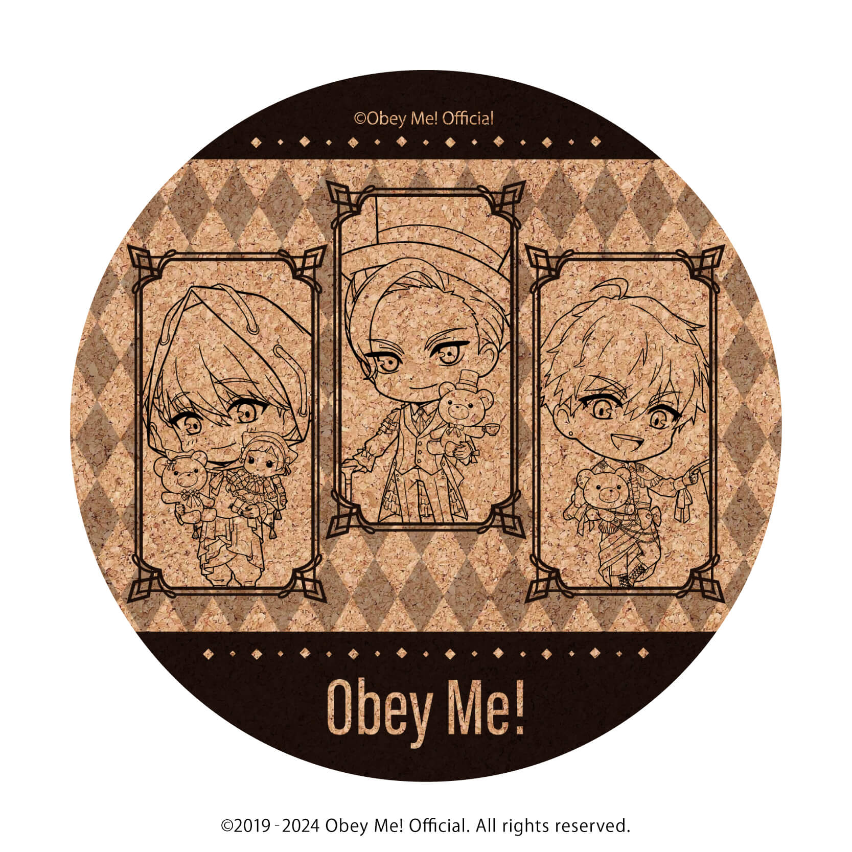 コルクコースター「Obey Me!」03/ルシファー&マモン&レヴィアタン バレンタインver.(ミニキャライラスト)