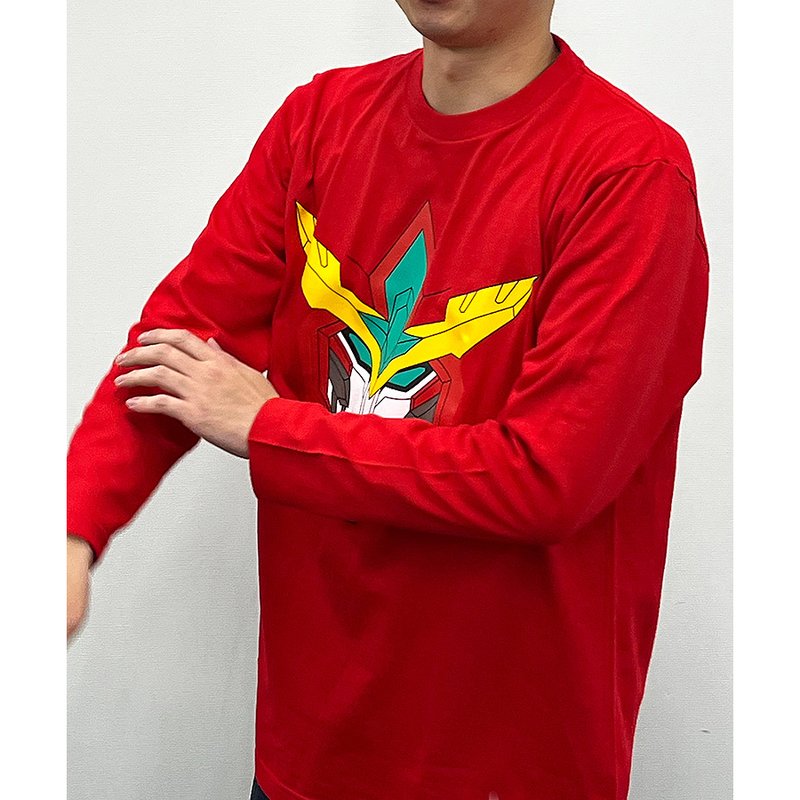 勇気爆発バーンブレイバーン 勇気爆発フェイス ロングTシャツ Red XLサイズ