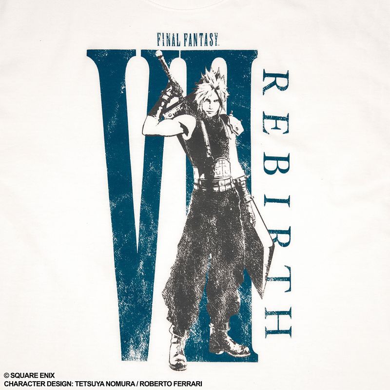 ファイナルファンタジーVII リバース Tシャツ クラウド・ストライフ(ホワイト×グリーン)