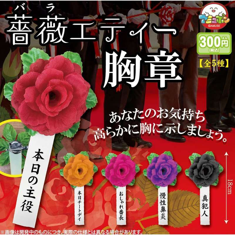 300円カプセル 薔薇エティー胸章