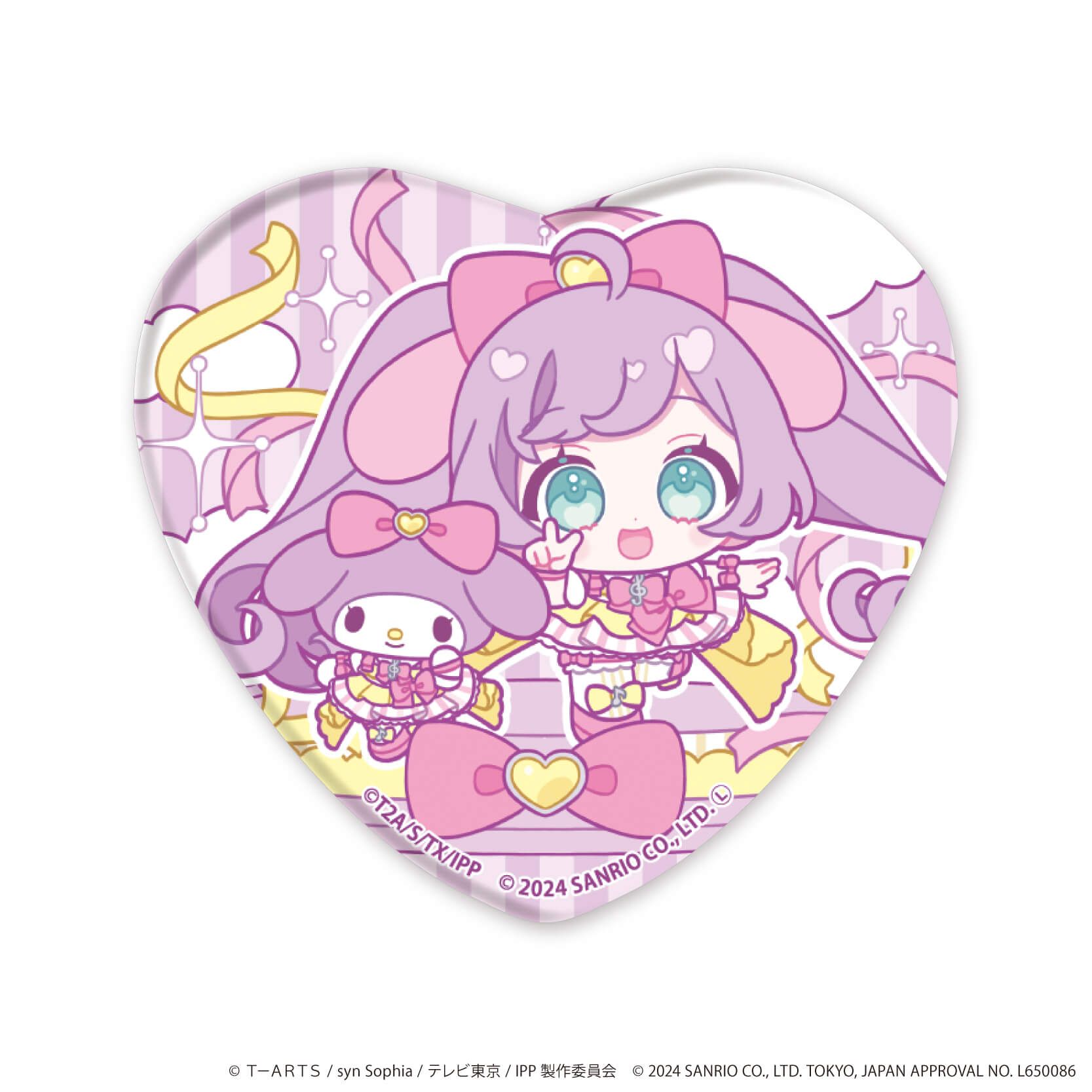 ホログラムハート型缶バッジ「プリパラ10周年×サンリオキャラクターズ」02/コンプリートBOX(全9種)(ミニキャライラスト)