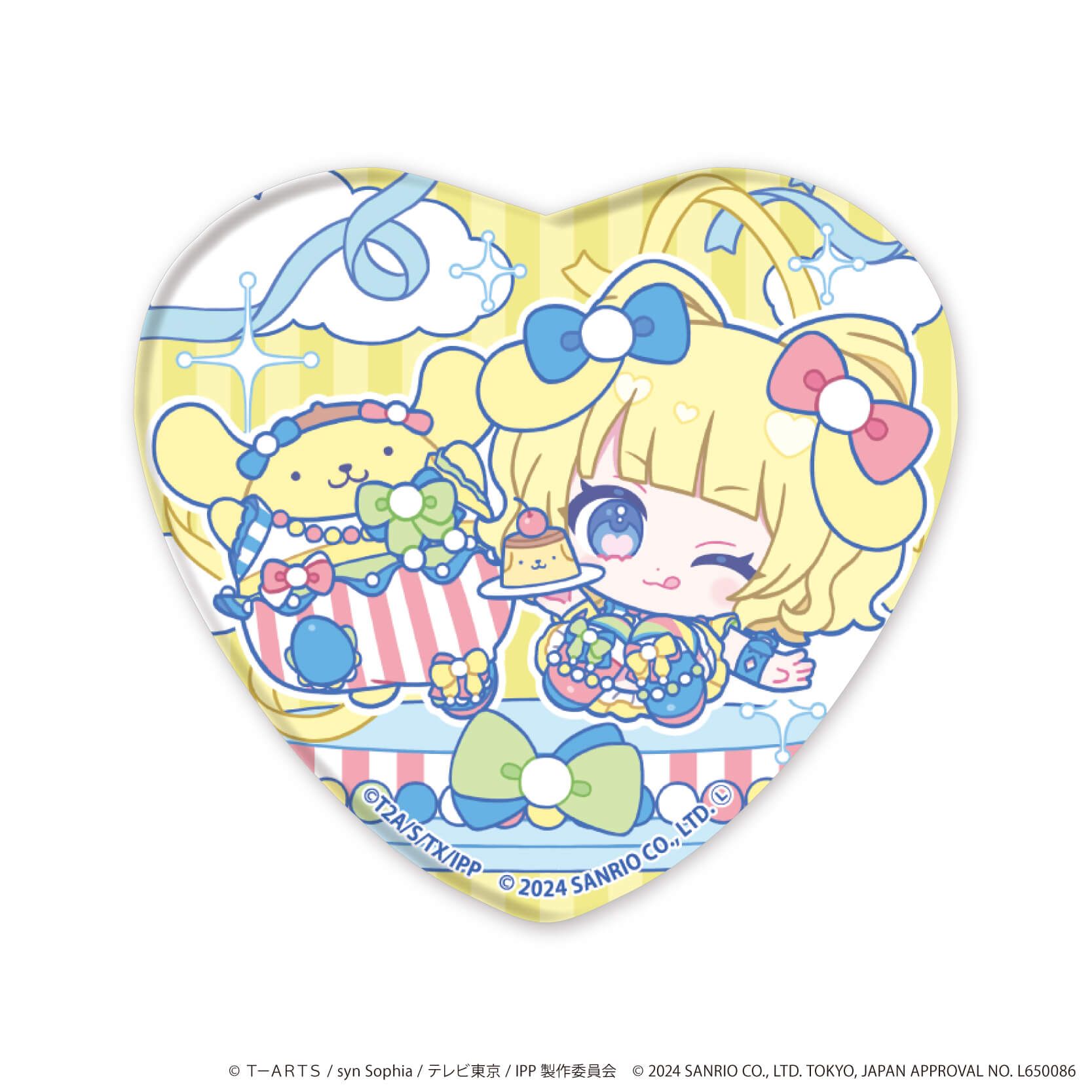 ホログラムハート型缶バッジ「プリパラ10周年×サンリオキャラクターズ」02/コンプリートBOX(全9種)(ミニキャライラスト)