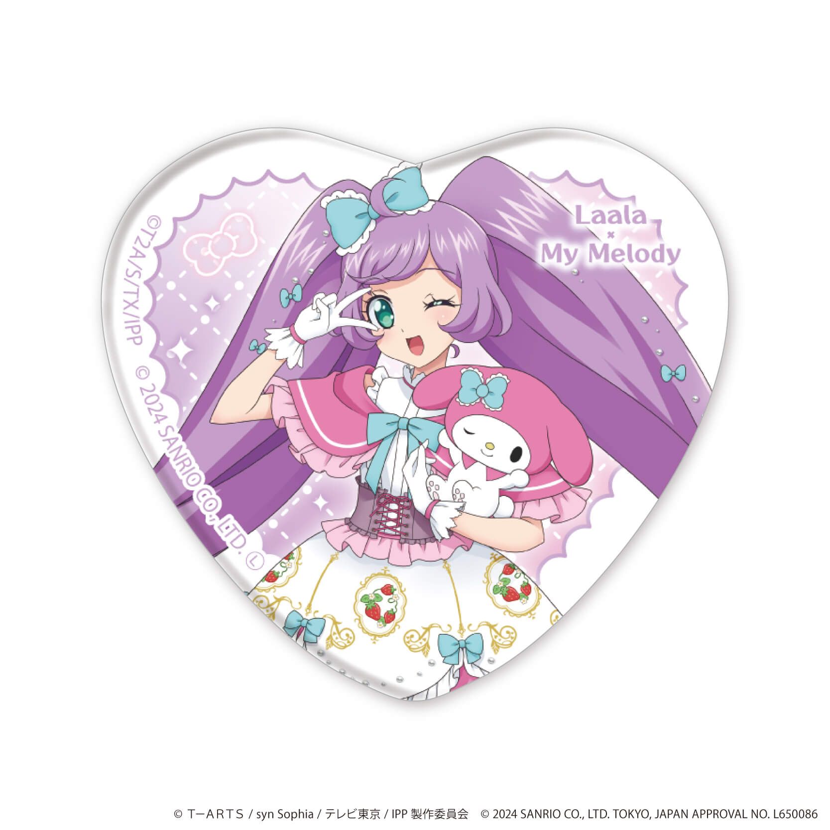 ホログラムハート型缶バッジ「プリパラ10周年×サンリオキャラクターズ」01/コンプリートBOX(全9種)(等身イラスト)