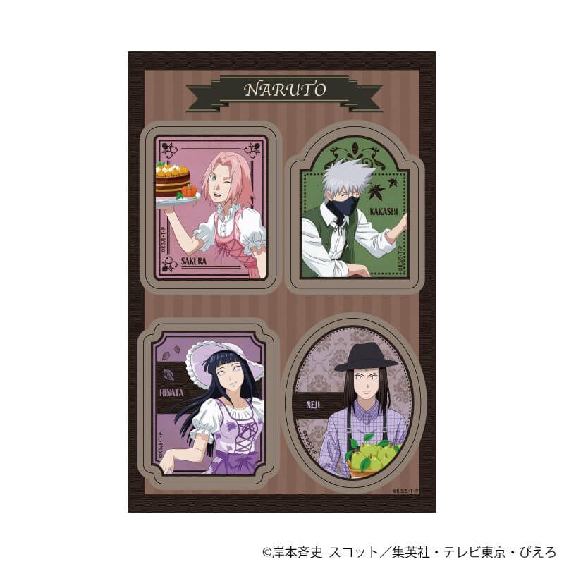 PETANTシール「NARUTO-ナルト- 疾風伝」02/サクラ＆カカシ＆ヒナタ＆ネジ 収穫祭ver.(描き下ろしイラスト)