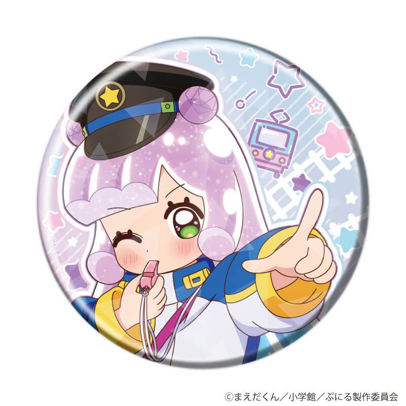 ホログラム缶バッジ(76mm)「TVアニメ『ぷにるはかわいいスライム』」01/ぷにる 駅員風衣装ver.(描き下ろしイラスト)