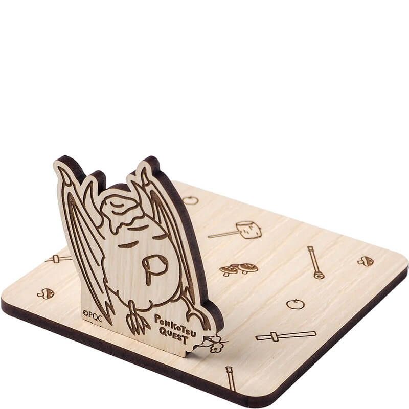 ポンコツクエスト 木製コースター-角- ホワイト木目 デザインC（ミツイ）