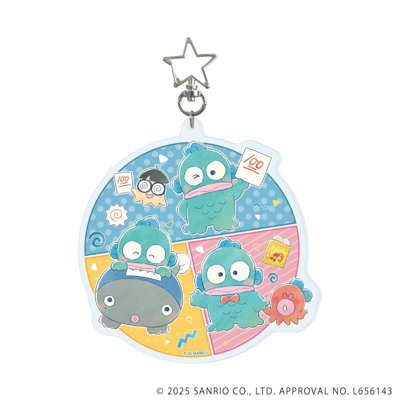 星型ナスカン付きデカアクリルキーホルダー「はぴだんぶい」01/ハンギョドン周年デザイン(グラフアートイラスト)