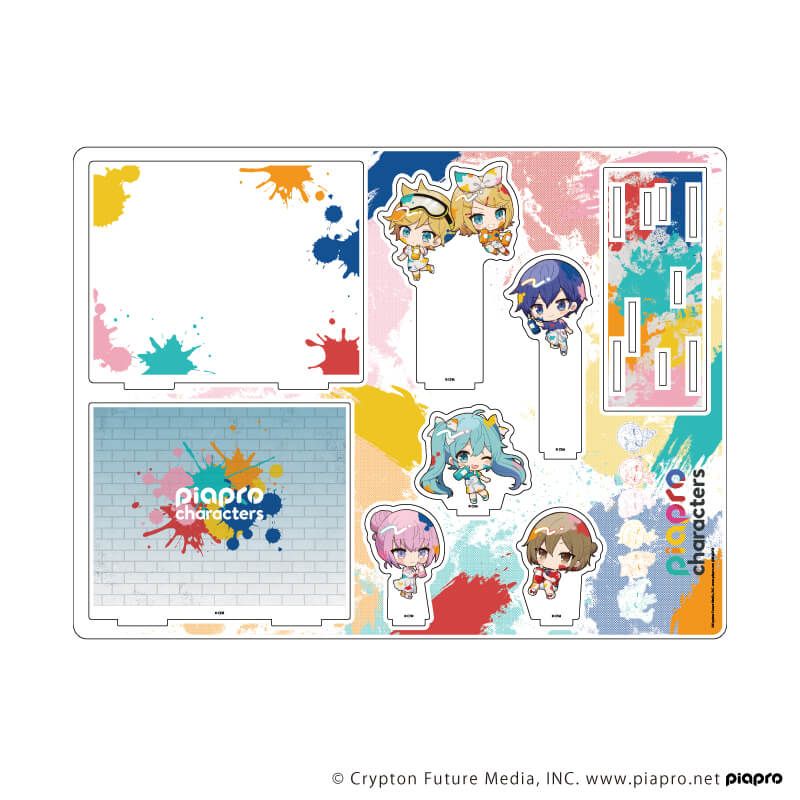 アクリルジオラマ「ピアプロキャラクターズ」01/集合デザイン ペンキver.(ミニキャライラスト)