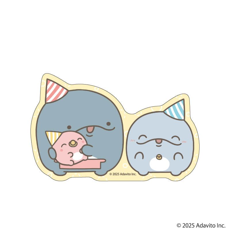 ダイカットステッカー「親子イルカ」01/コンプリートBOX(全6種)(描き下ろしイラスト)