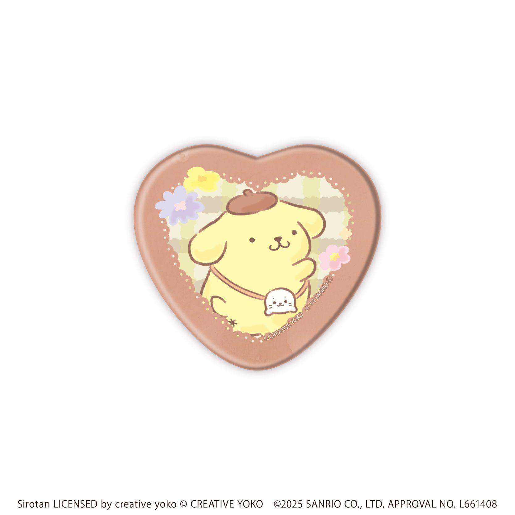 ハート型缶バッジ「しろたん×サンリオキャラクターズ」01/コンプリートBOX(全6種)(コラボイラスト)