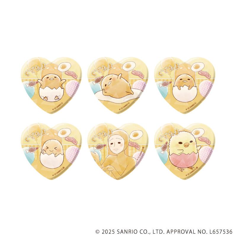 ホログラムハート型缶バッジ「ぐでたま」01/コンプリートBOX(全6種)(グラフアートイラスト)