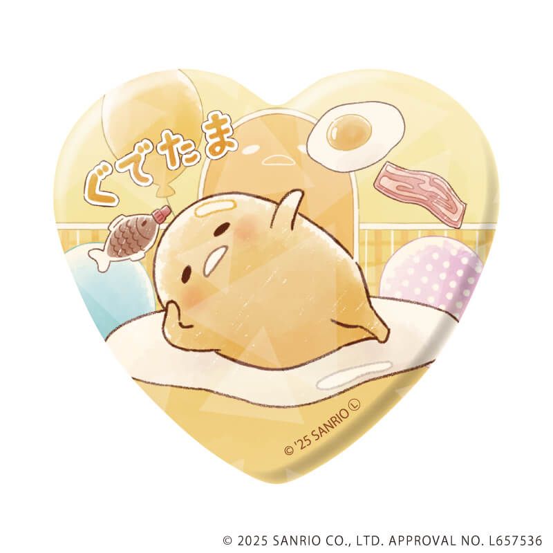 ホログラムハート型缶バッジ「ぐでたま」01/コンプリートBOX(全6種)(グラフアートイラスト)