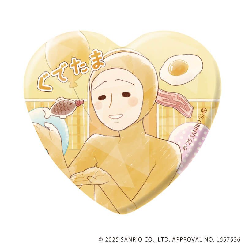 ホログラムハート型缶バッジ「ぐでたま」01/コンプリートBOX(全6種)(グラフアートイラスト)