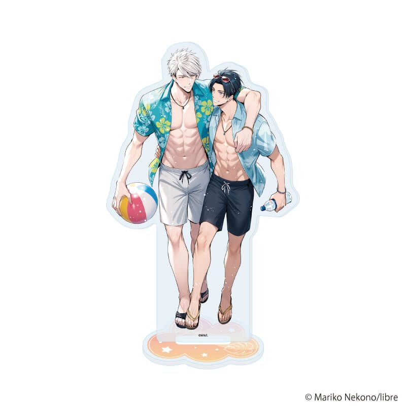 アクリルスタンド「猫野まりこ先生」01/「社会人カップルのSummer Vacation」BLフェア(描き下ろしイラスト)