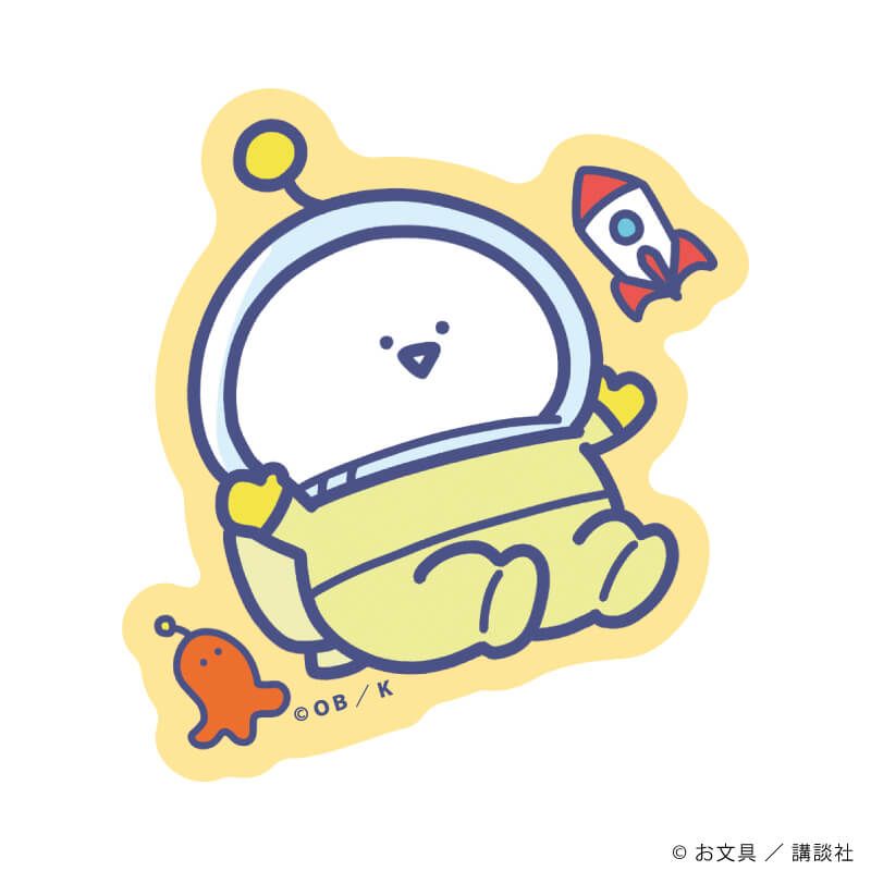 ダイカットスマホステッカー「お文具といっしょ」01/お文具さん 宇宙探検ver.(描き下ろしイラスト)