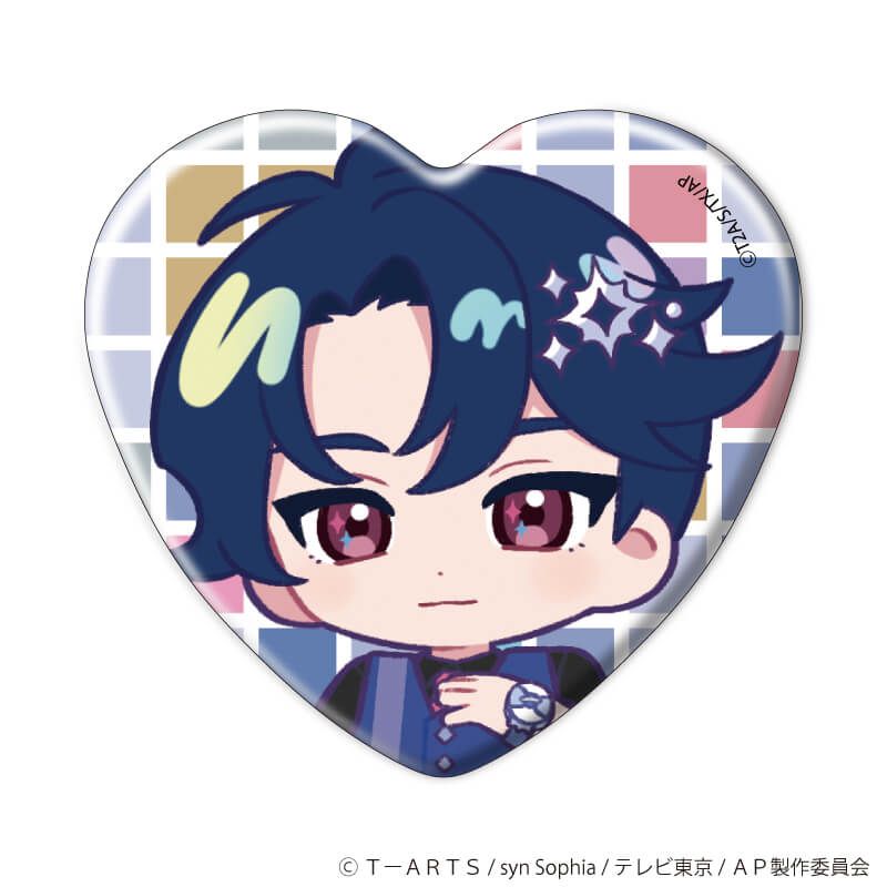 ハート型缶バッジ「ひみつのアイプリ」02/ブラインド(8種)(ミニキャライラスト)