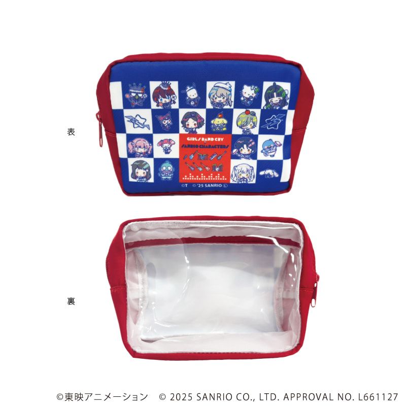 スクエアポーチ「ガールズバンドクライ×サンリオキャラクターズ」01/ブロックデザイン(コラボイラスト)