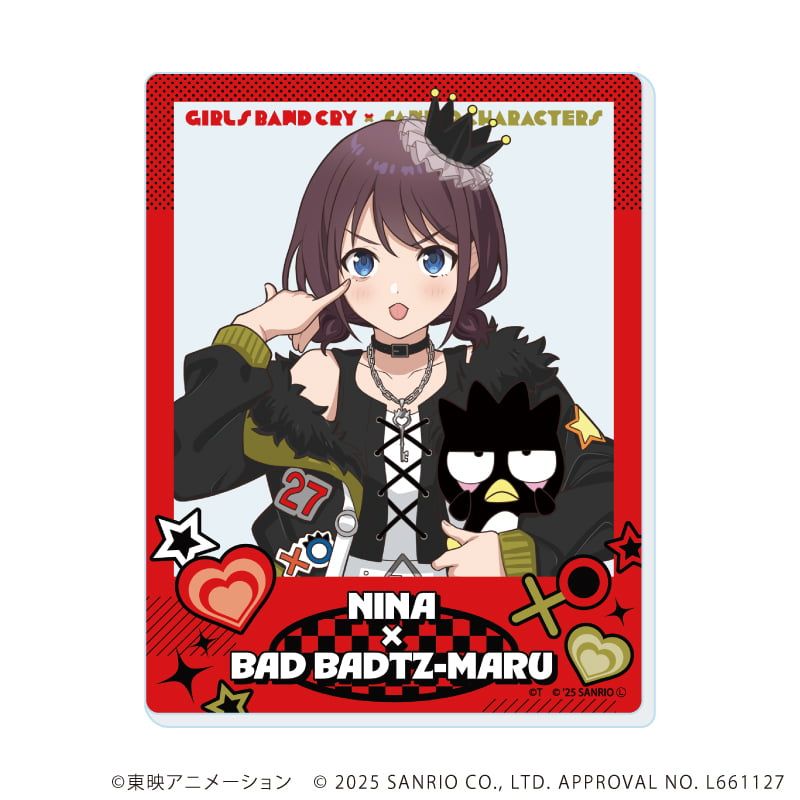アクリルカード「ガールズバンドクライ×サンリオキャラクターズ」01/ブラインド(9種) 等身デザイン(コラボイラスト)