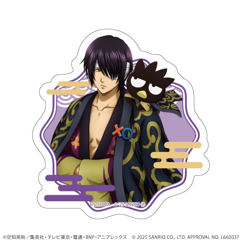 ダイカットスマホステッカー「銀魂×サンリオキャラクターズ」07/高杉晋助×バッドばつ丸(コラボイラスト)