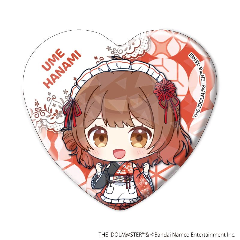 ホログラムハート型缶バッジ「学園アイドルマスター」02/和装メイドver. コンプリートBOX(全12種)(ミニキャライラスト)