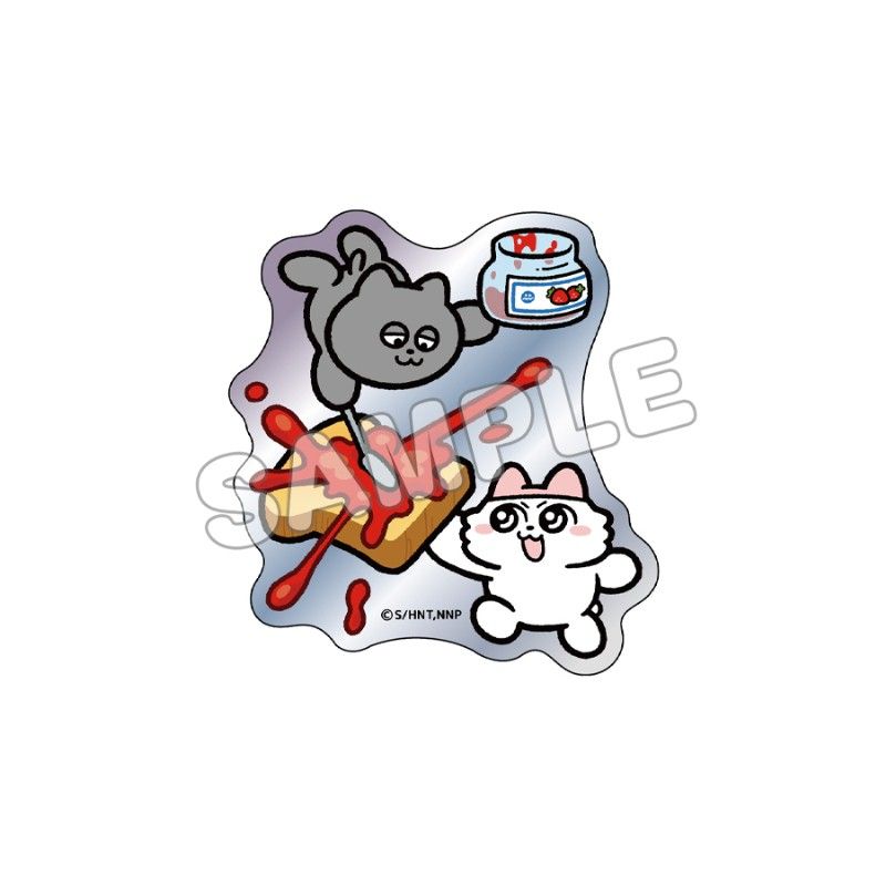 ンめねこ ホログラムダイカットステッカー イチゴジャムトースト
