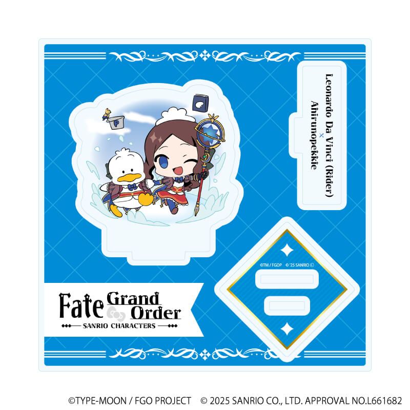 アクリルスタンドプレート「Fate/Grand Order×サンリオキャラクターズ」20/ライダー／レオナルド・ダ・ヴィンチ×あひるのペックル(コラボイラスト)
