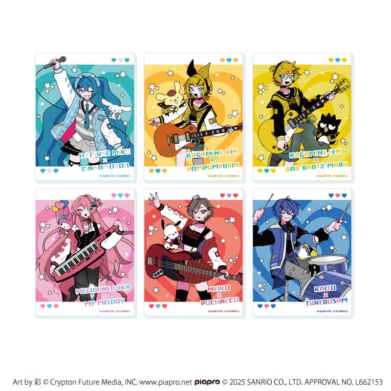 アクリルカード「ピアプロキャラクターズ×サンリオキャラクターズ」01/コンプリートセット(全6種)(コラボイラスト)