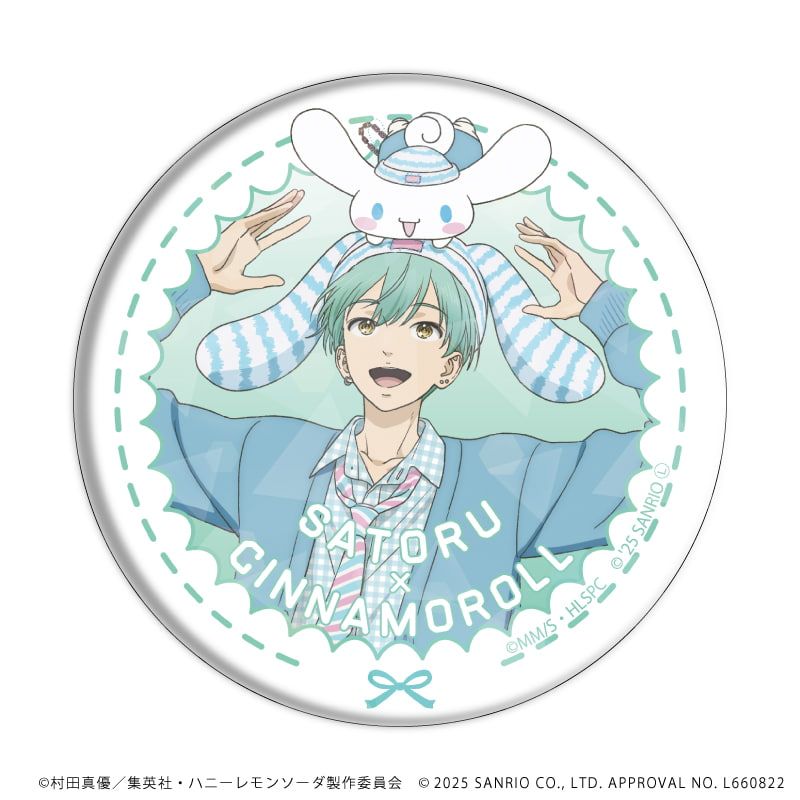 ホログラム缶バッジ(57mm)「TVアニメ『ハニーレモンソーダ』×サンリオキャラクターズ」01/ブラインド(6種)(等身イラスト)