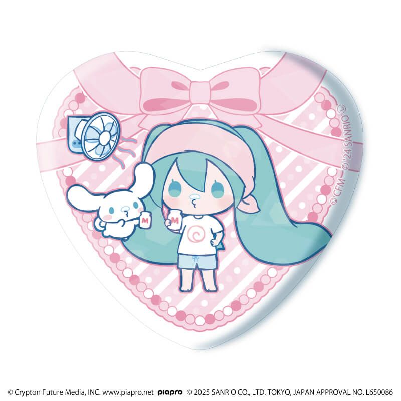 ホログラムハート型缶バッジ「初音ミク×シナモロール」01/コンプリートBOX(全12種)(コラボイラスト)