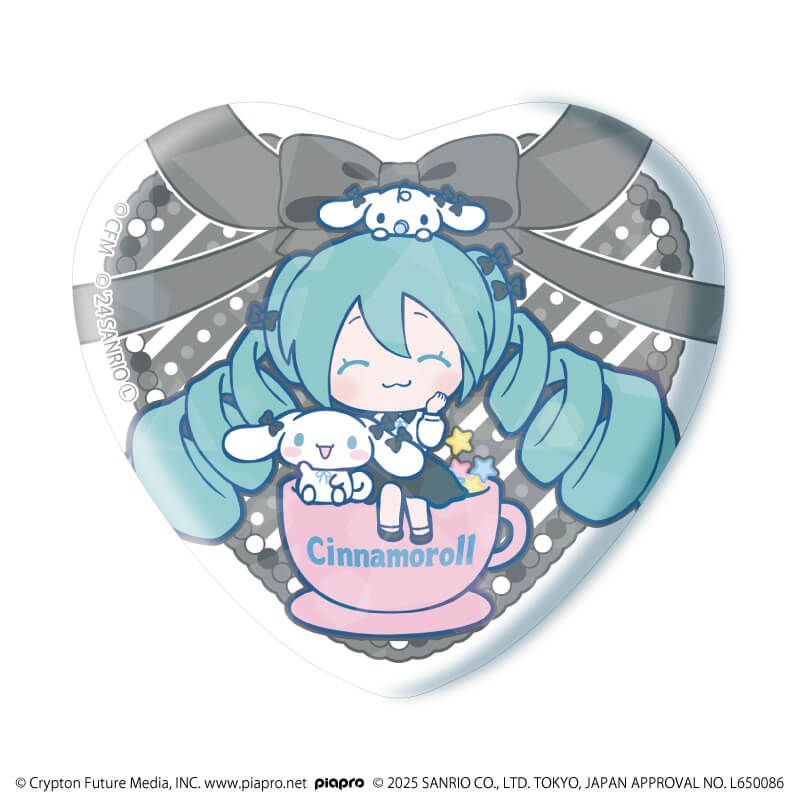 ホログラムハート型缶バッジ「初音ミク×シナモロール」01/コンプリートBOX(全12種)(コラボイラスト)