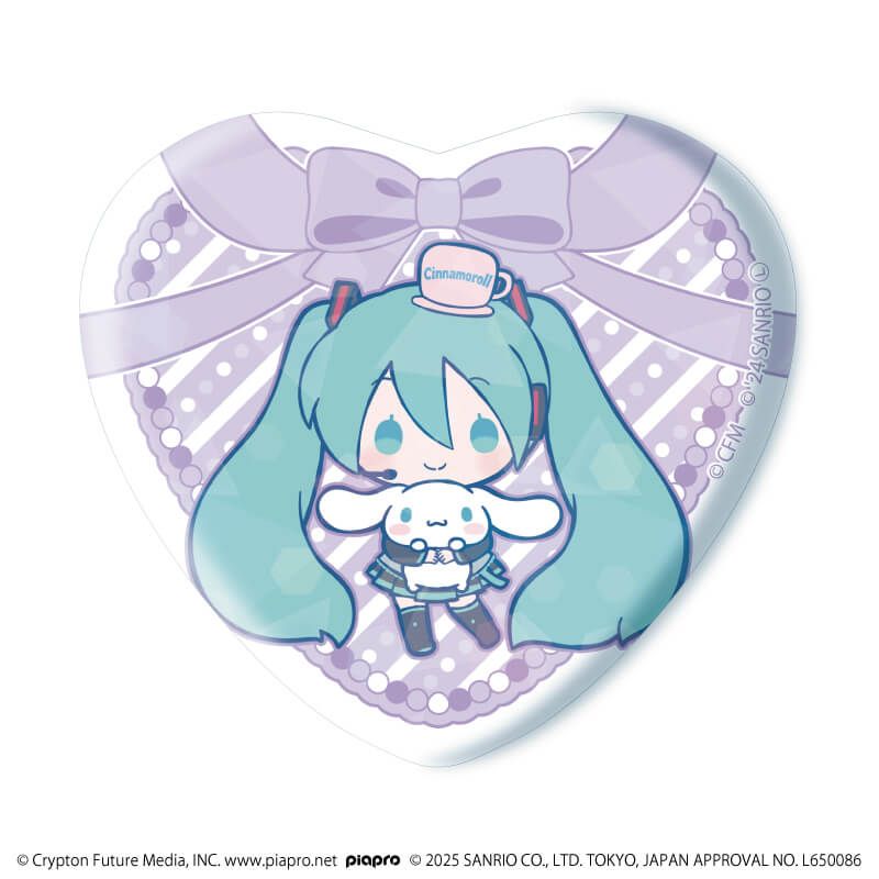 ホログラムハート型缶バッジ「初音ミク×シナモロール」01/コンプリートBOX(全12種)(コラボイラスト)